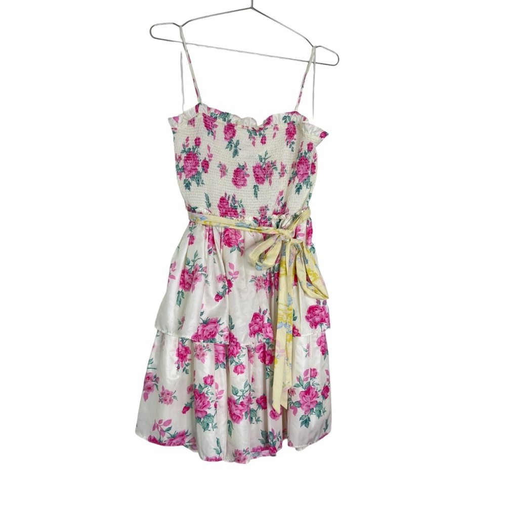 LoveShackFancy Floral Pink and Yellow Dress